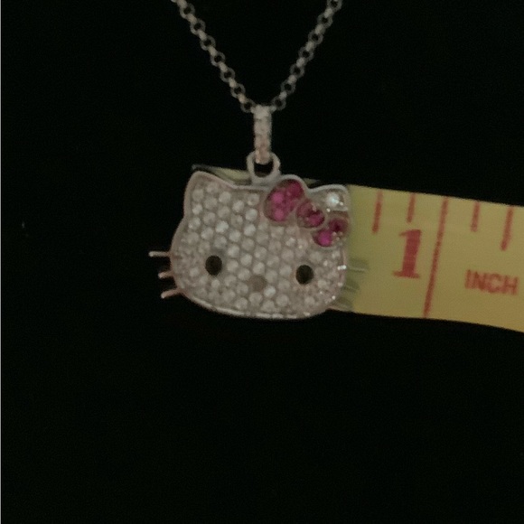 Hello Kitty Dominique & Pink Saph.Pave sterling silver necklace/ring set-Retired - Picture 14 of 14